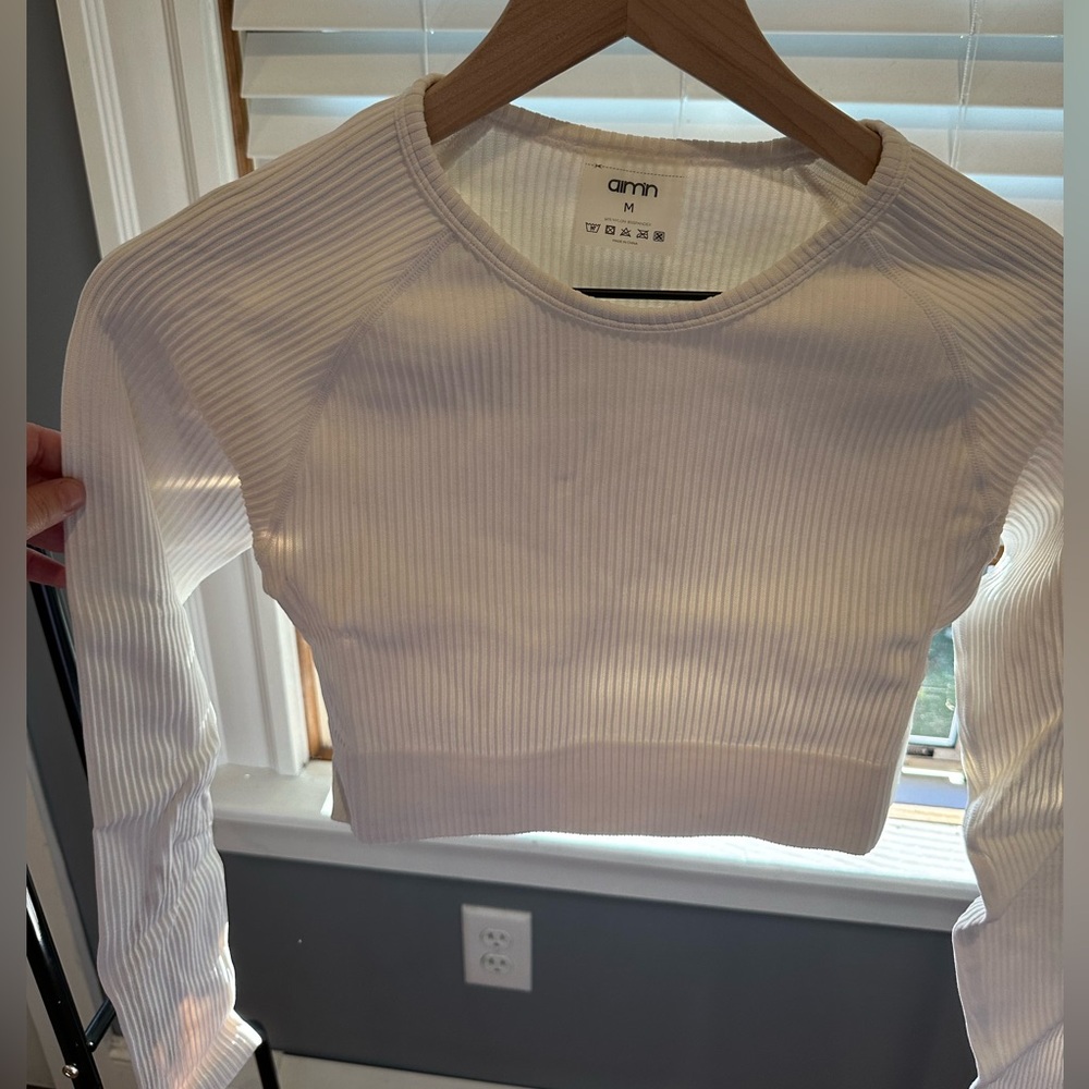 Cropped ribbed white Aim’n top